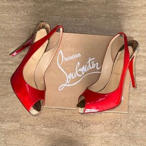 Christian Louboutin Red Patent Slingback Heels